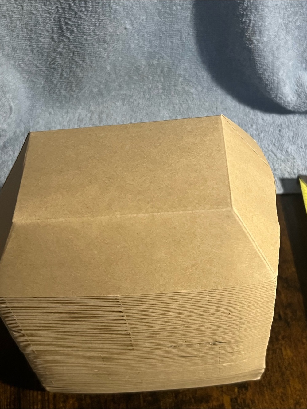 Stack of brown cardboard takeout food containers 50 pcs